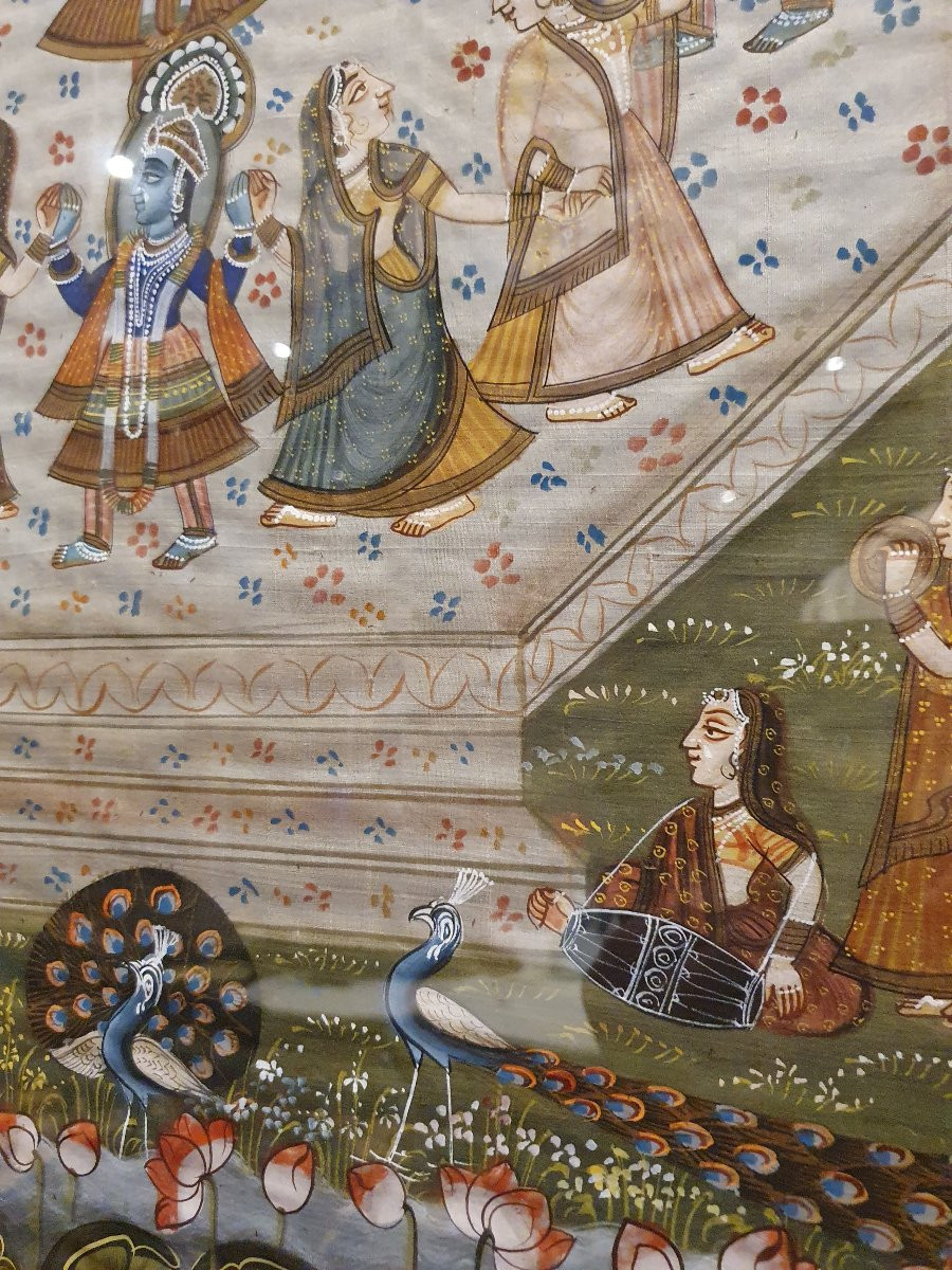 Gouache sur toile début XXe siecle-photo-3