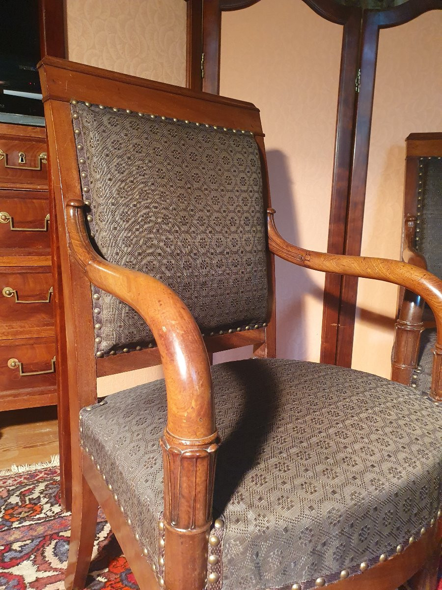 Pair Of Mahogany Armchairs Early 19th Century-photo-2