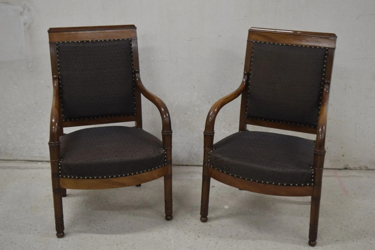 Pair Of Mahogany Armchairs Early 19th Century