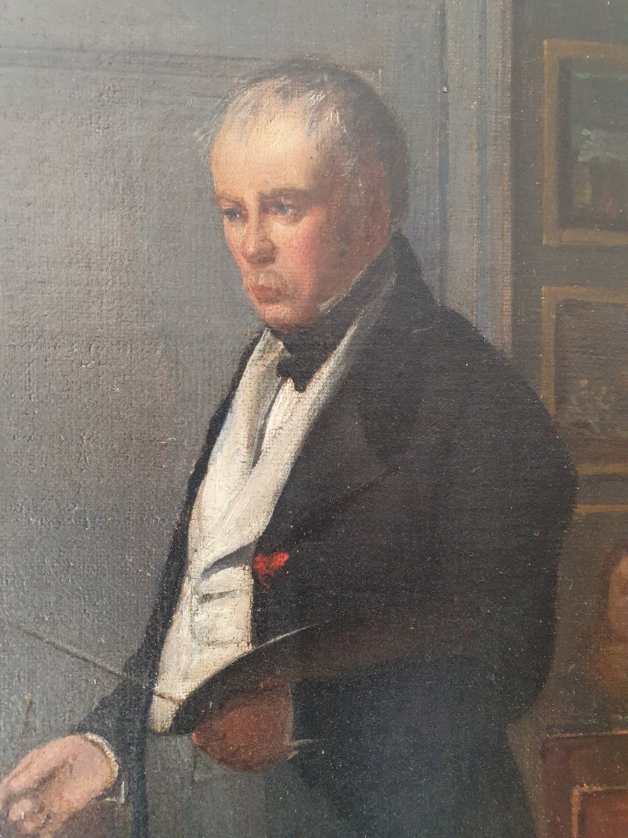 The Painter At His Easel Oil On Canvas 19th Century-photo-4