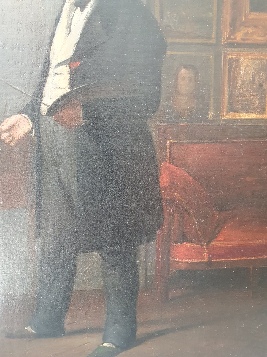 The Painter At His Easel Oil On Canvas 19th Century-photo-3