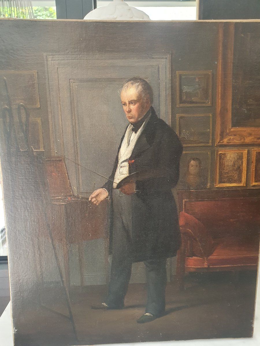 The Painter At His Easel Oil On Canvas 19th Century-photo-6