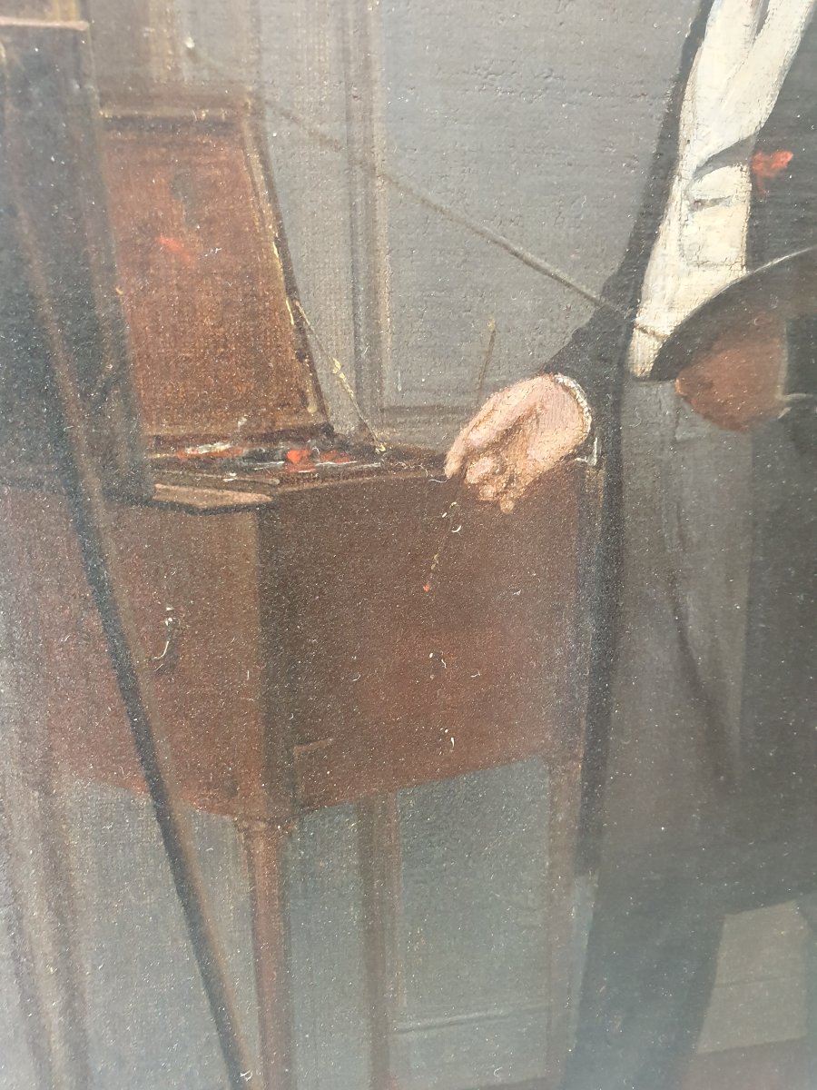 The Painter At His Easel Oil On Canvas 19th Century-photo-7