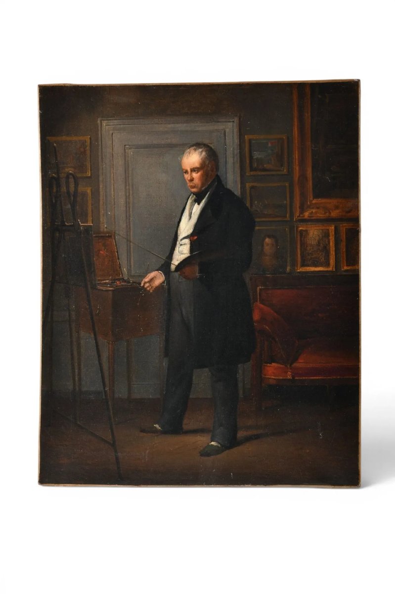 The Painter At His Easel Oil On Canvas 19th Century