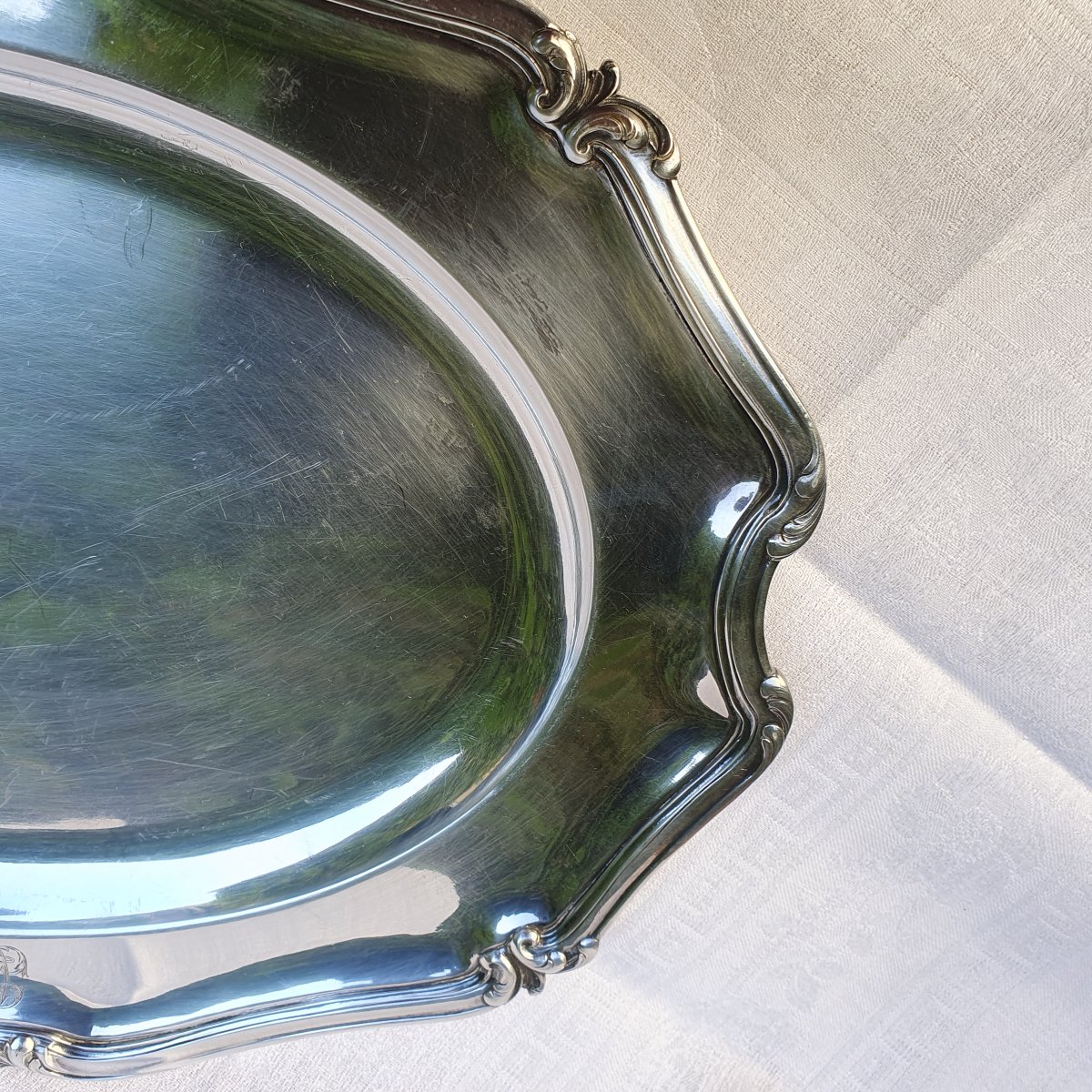 Oval Silver-plated Metal Dish With Numbers-photo-3