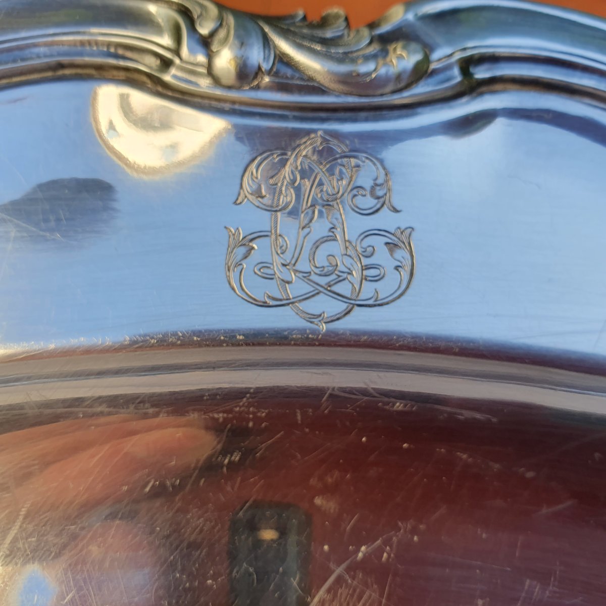 Oval Silver-plated Metal Dish With Numbers-photo-1