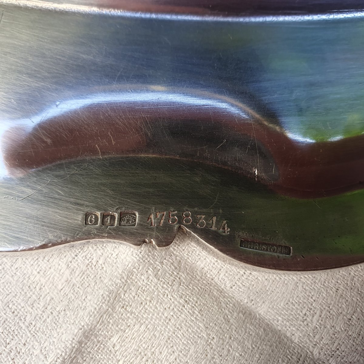 Oval Silver-plated Metal Dish With Numbers-photo-2