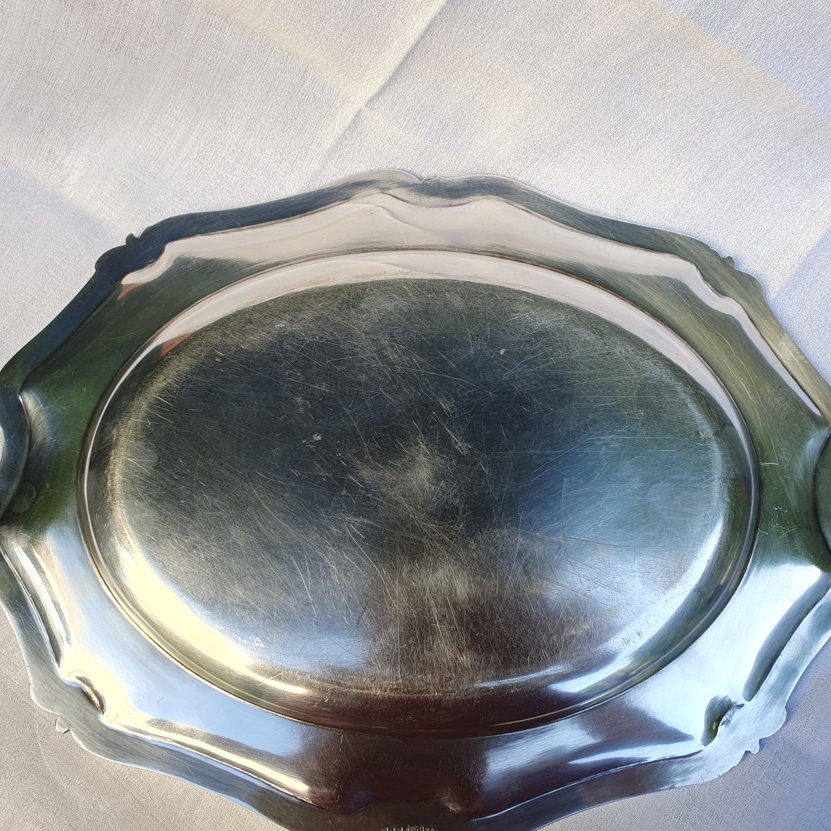 Oval Silver-plated Metal Dish With Numbers-photo-3