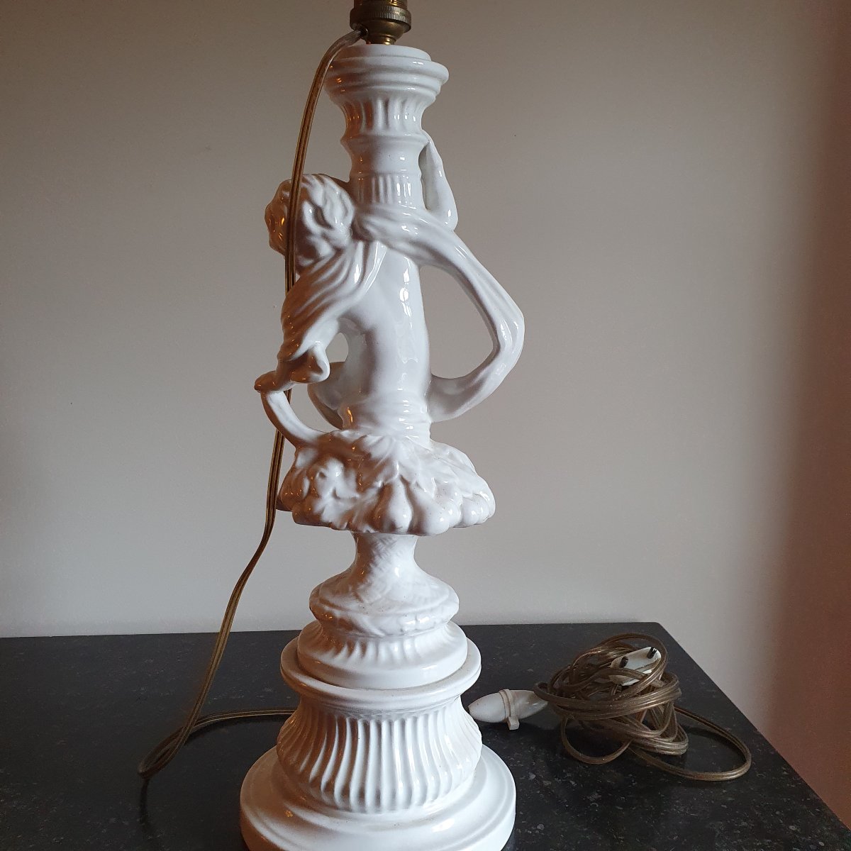 19th-century Earthenware Lamp Base-photo-1