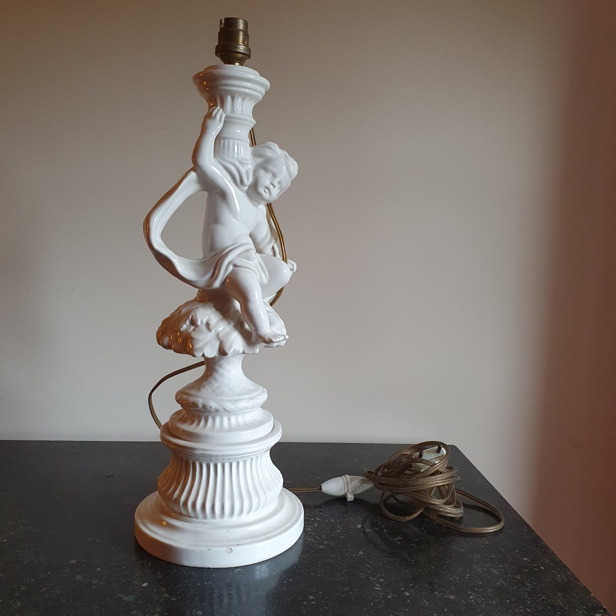 19th-century Earthenware Lamp Base