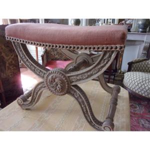 Tabouret Bois Peint De Style Louis XIV