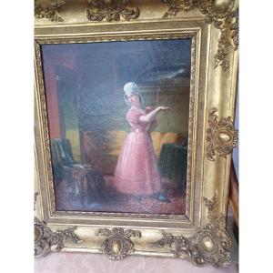 " L'essayage " huile sur toile du XIXe siècle