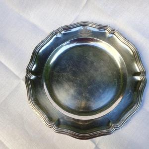 Round Silver-plated Metal Platter With The Alliance Coat Of Arms