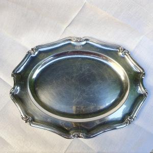 Oval Silver-plated Metal Dish With Numbers