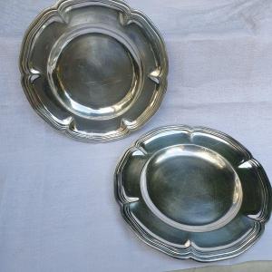 Paire de plats métal argenté