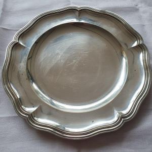 Large Round Silver-colored Metal Dish