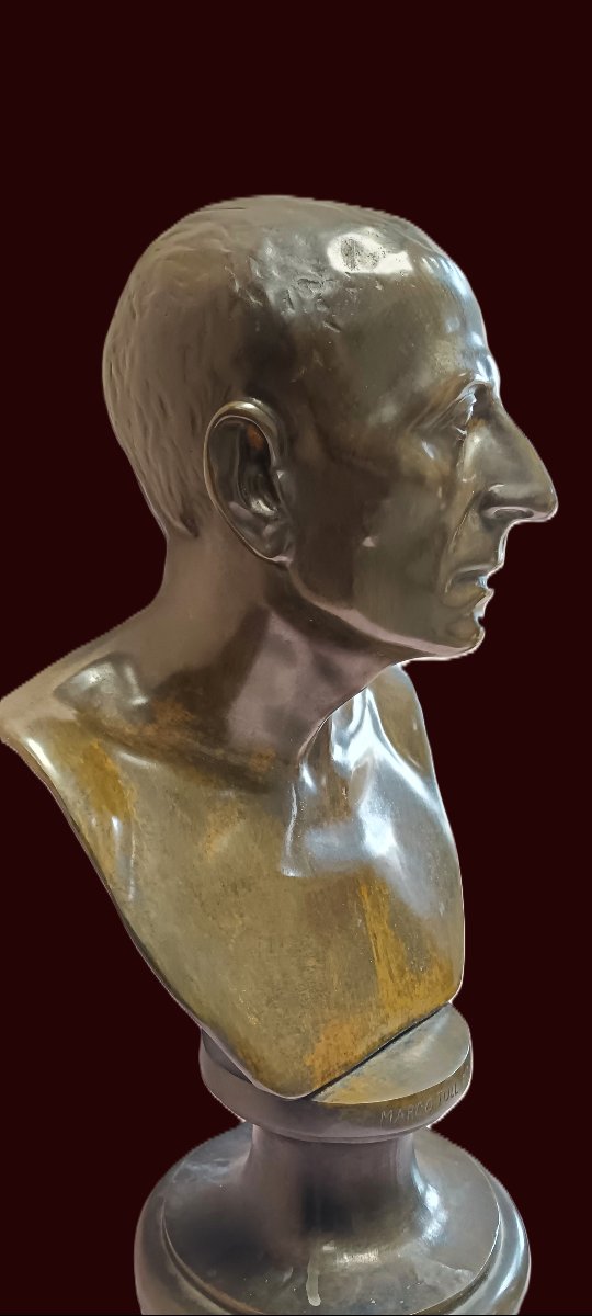 M,arco Tullio Cicerone Patinadet Bronze XIX Century-photo-3