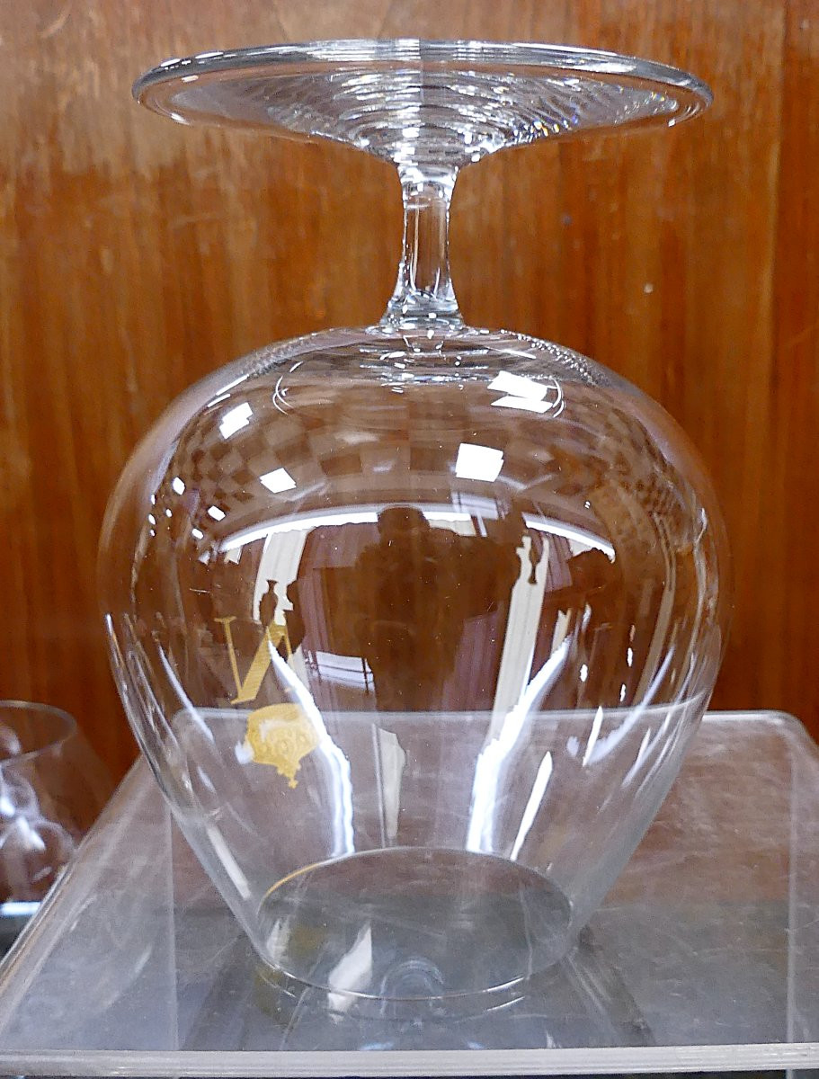 Vintage Baccarat Crystal Large Napoleon Cognac Brandy Snifter Glasses-photo-3