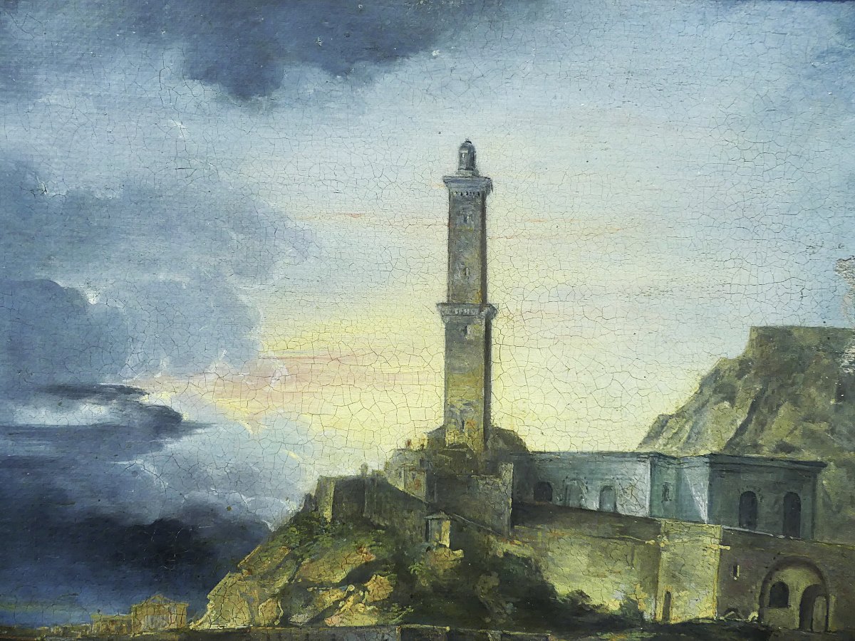 Giuseppe Amaretti View Of The Gulf Of Genoa With The Lantern And Fishermen-photo-3