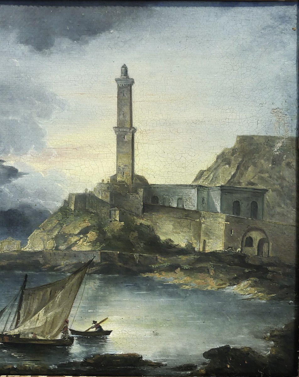 Giuseppe Amaretti View Of The Gulf Of Genoa With The Lantern And Fishermen-photo-2