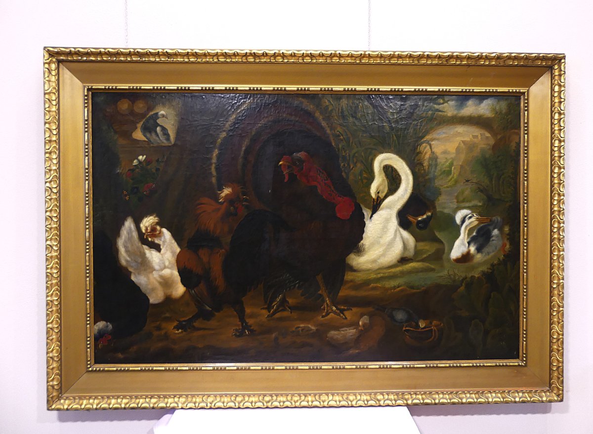 "the Dispute Between The Turkey And The Rooster" By Abraham Busschop-photo-1