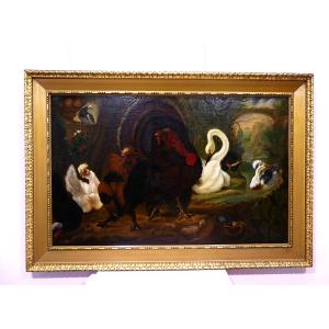 Dispute Between Turkey And Rooster "" By Abraham Busschop"""