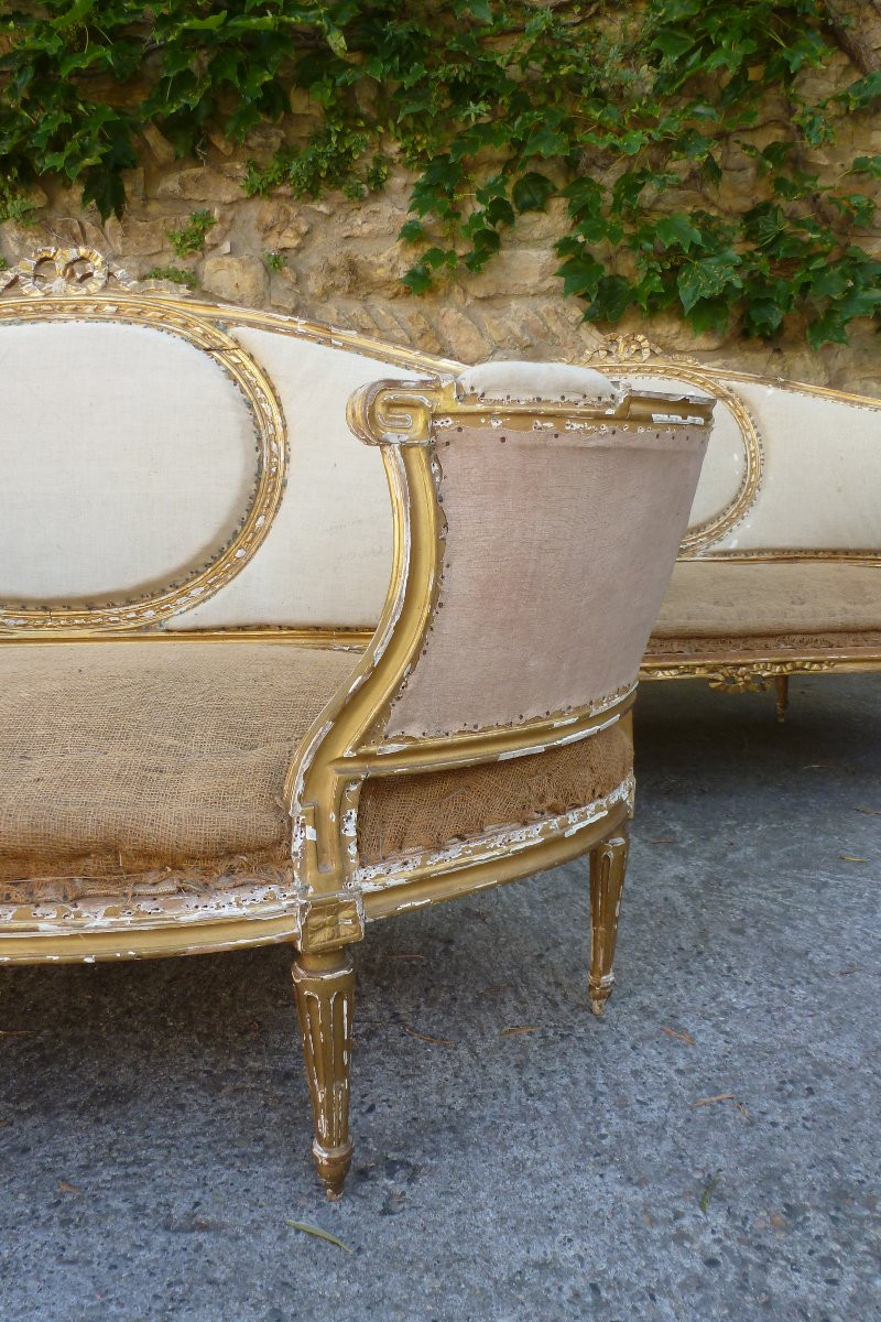 Pair Of Louis XVI Style Basket Sofas.-photo-3