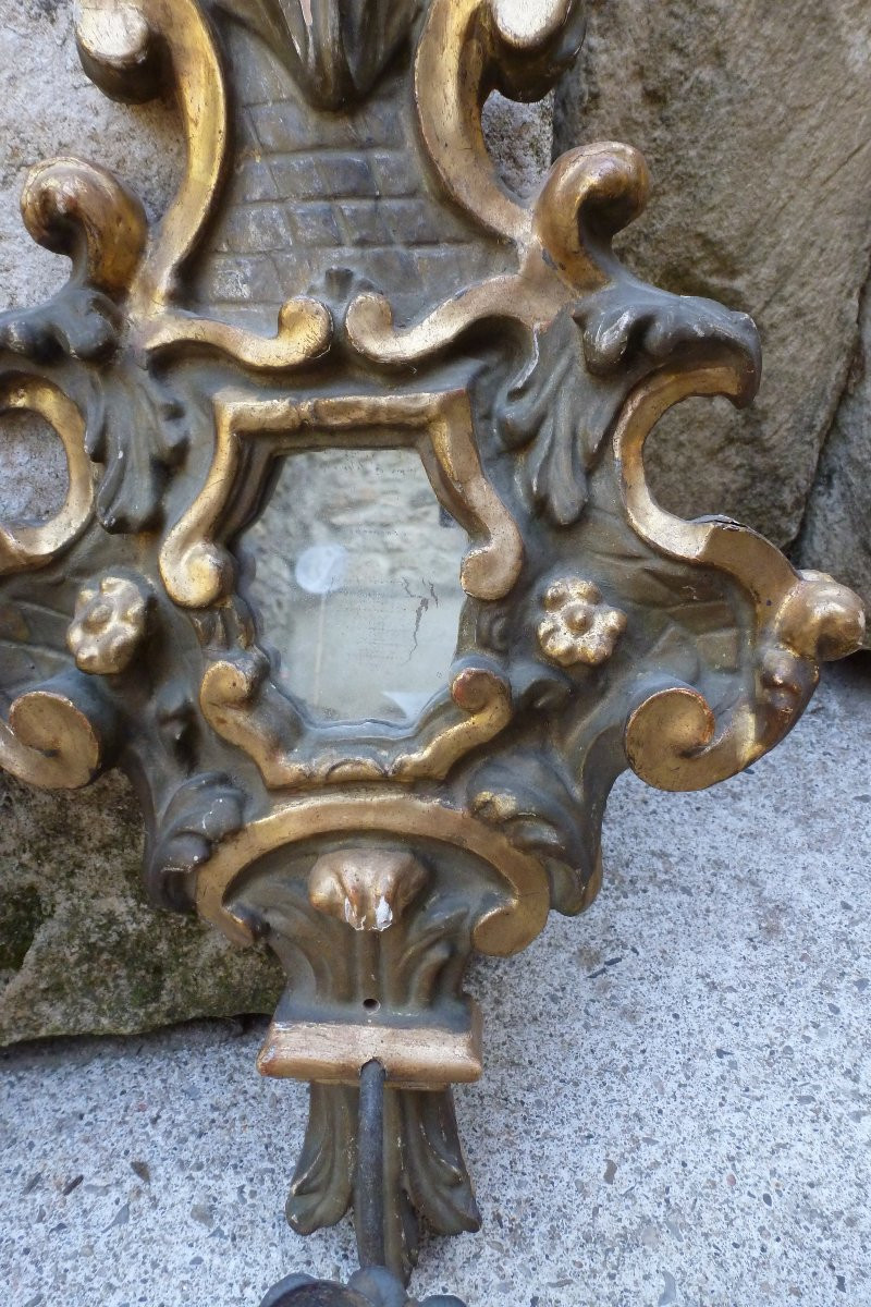 Paire d appliques en bois doré XIX e siecle-photo-4