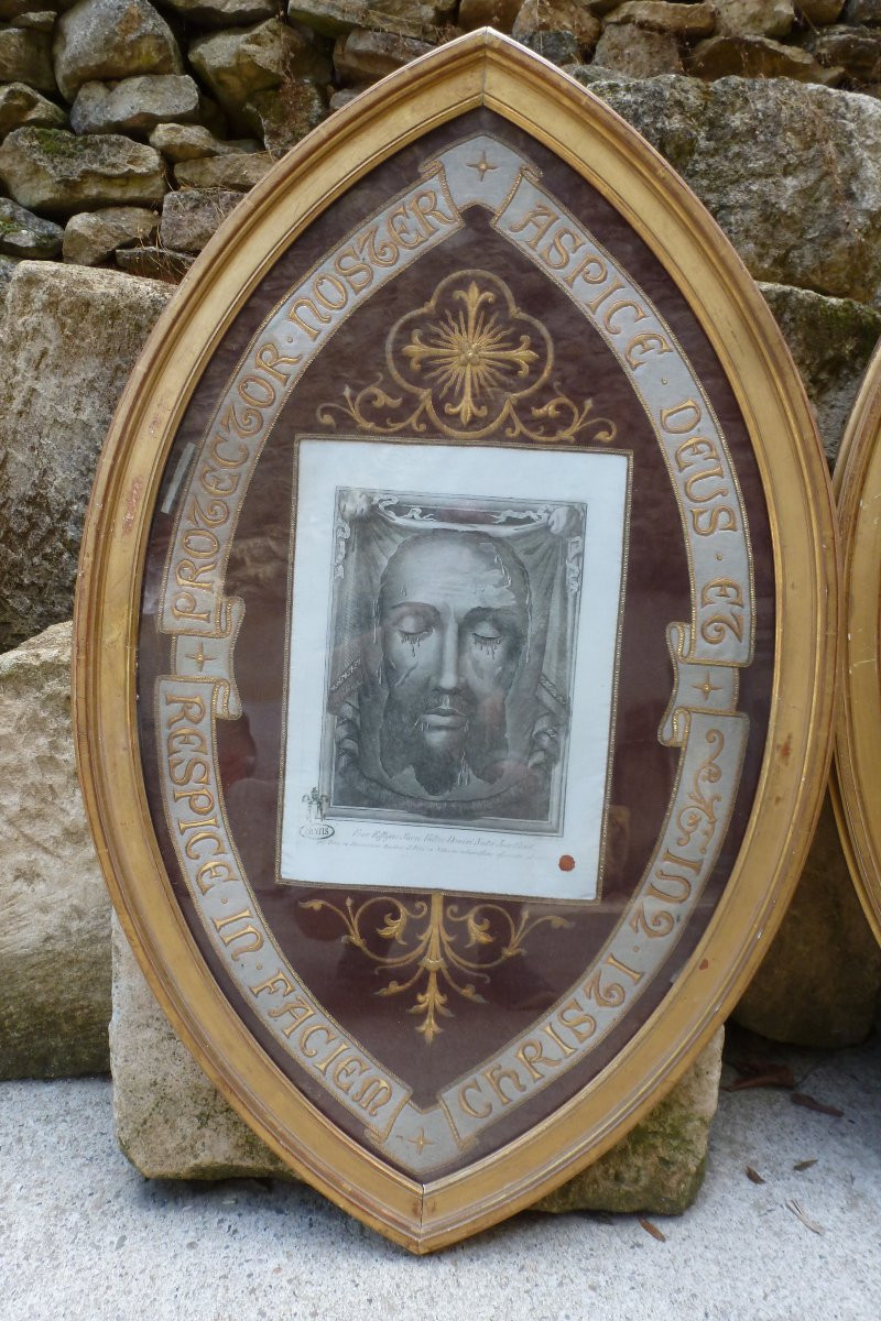 Paire de cadres " mandorle " XIX e siecle -photo-2