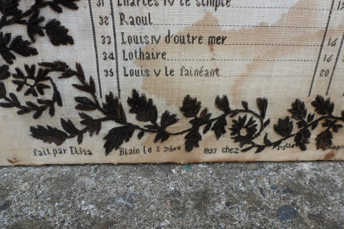 Broderie " Chronologie des Rois de France " 1833-photo-4