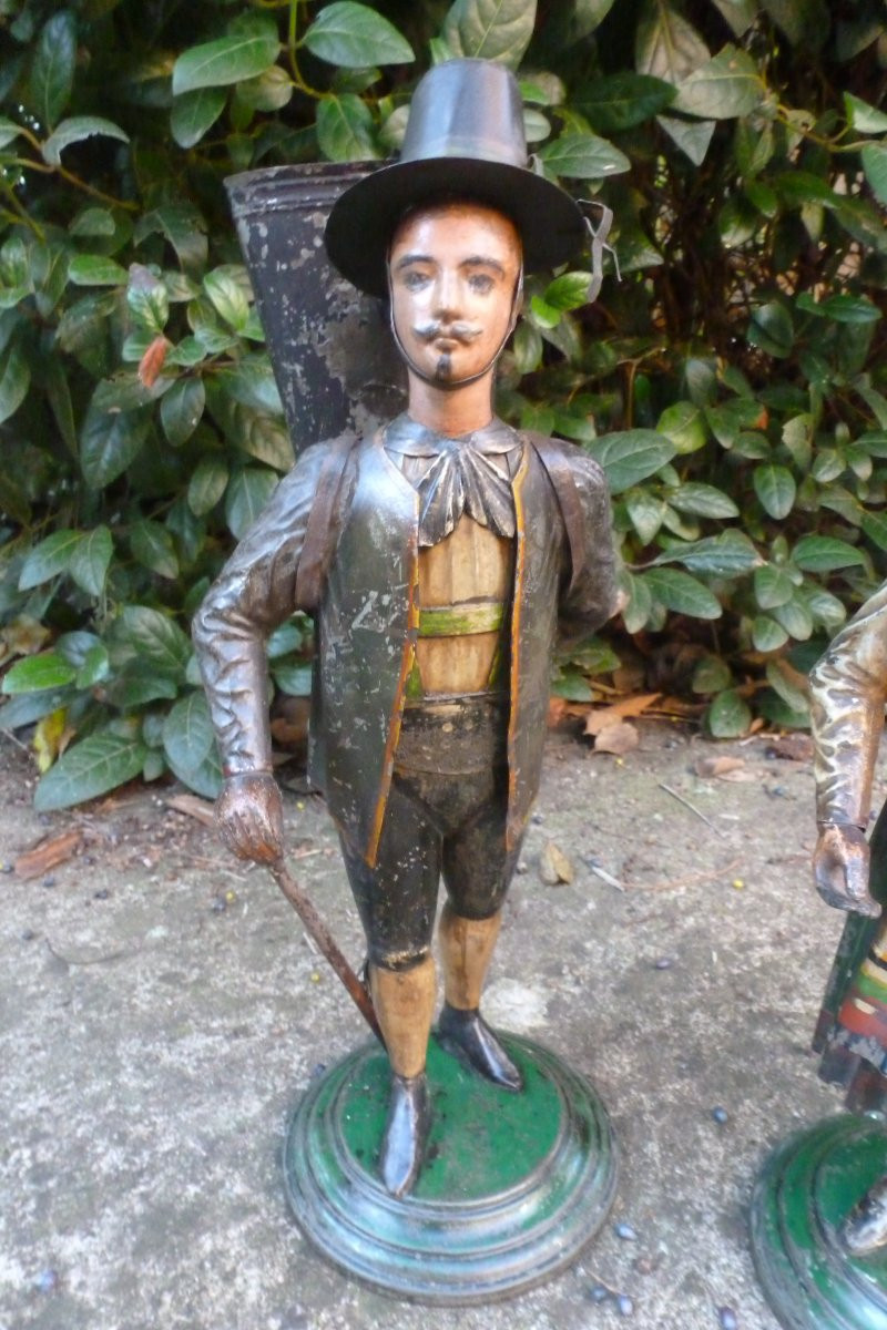 Couple de statuette en tole peinte XIX e siecle -photo-4