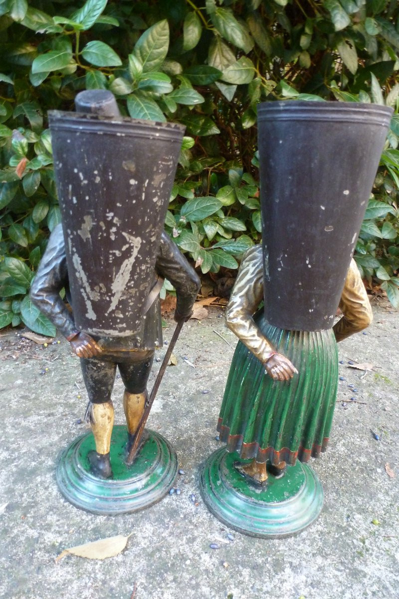 Couple de statuette en tole peinte XIX e siecle -photo-1