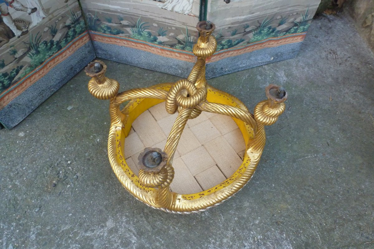 Gilded Wooden Rope Stool, Period 93-photo-3