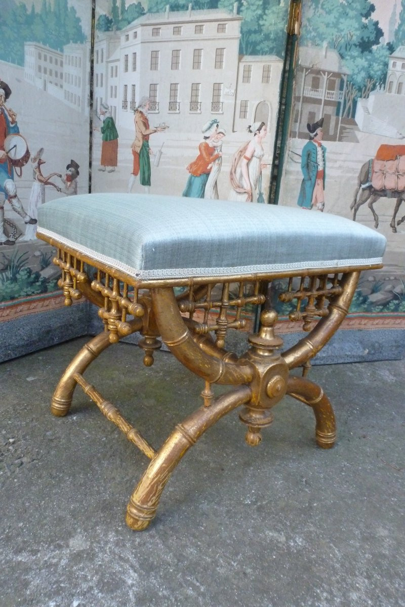 Tabouret en bois doré Napoleon III-photo-2