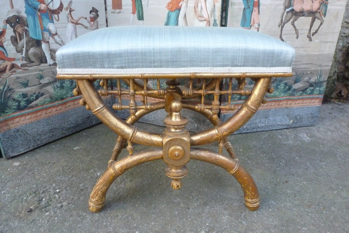 Tabouret en bois doré Napoleon III-photo-3