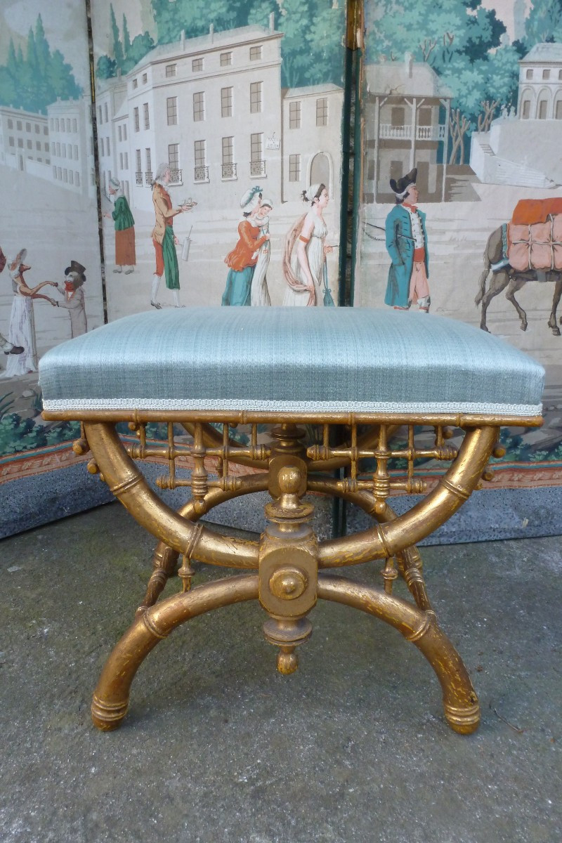 Tabouret en bois doré Napoleon III