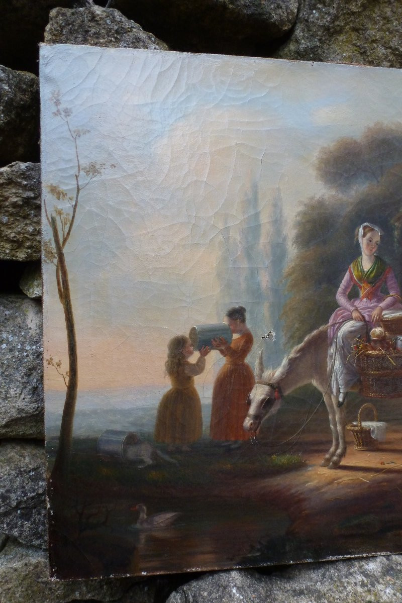 Huile sur toile  debut XIX e siecle -photo-3