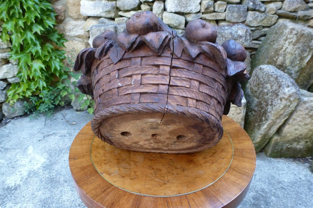 Corbeille de fruits en bois sculpré epoque XIX e siecle -photo-4