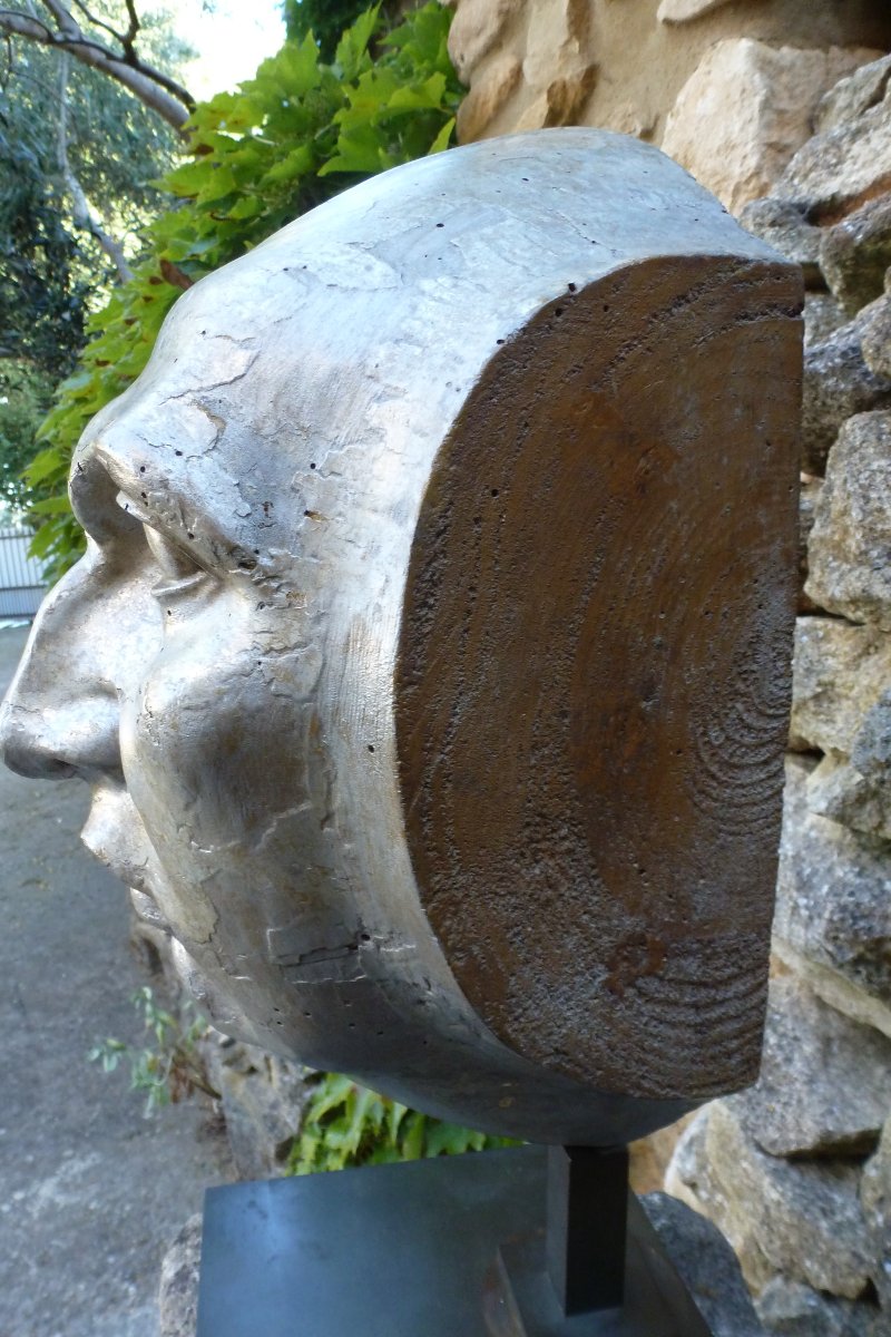 Fragment de statue en bois XVIII e -photo-1
