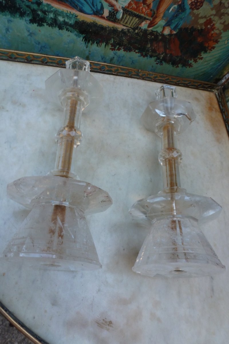 paire de bougeoirs en cristal de roche  circa 1930-photo-3