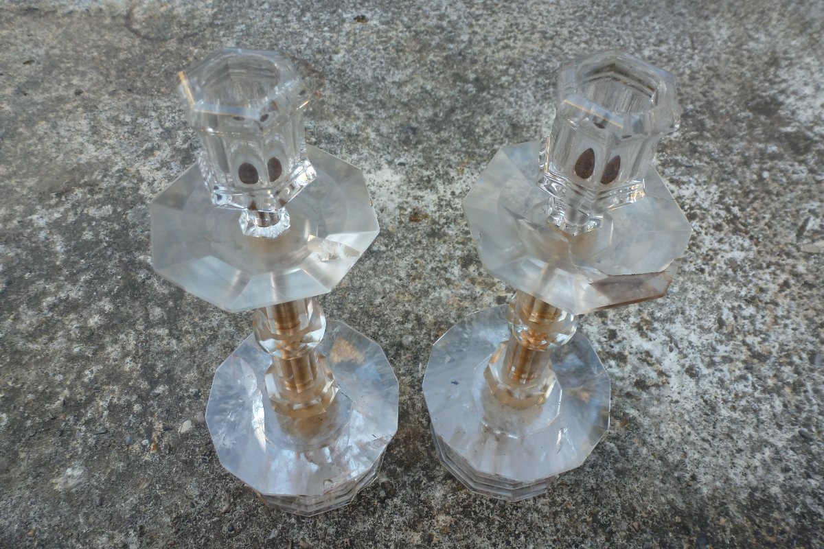 paire de bougeoirs en cristal de roche  circa 1930-photo-2