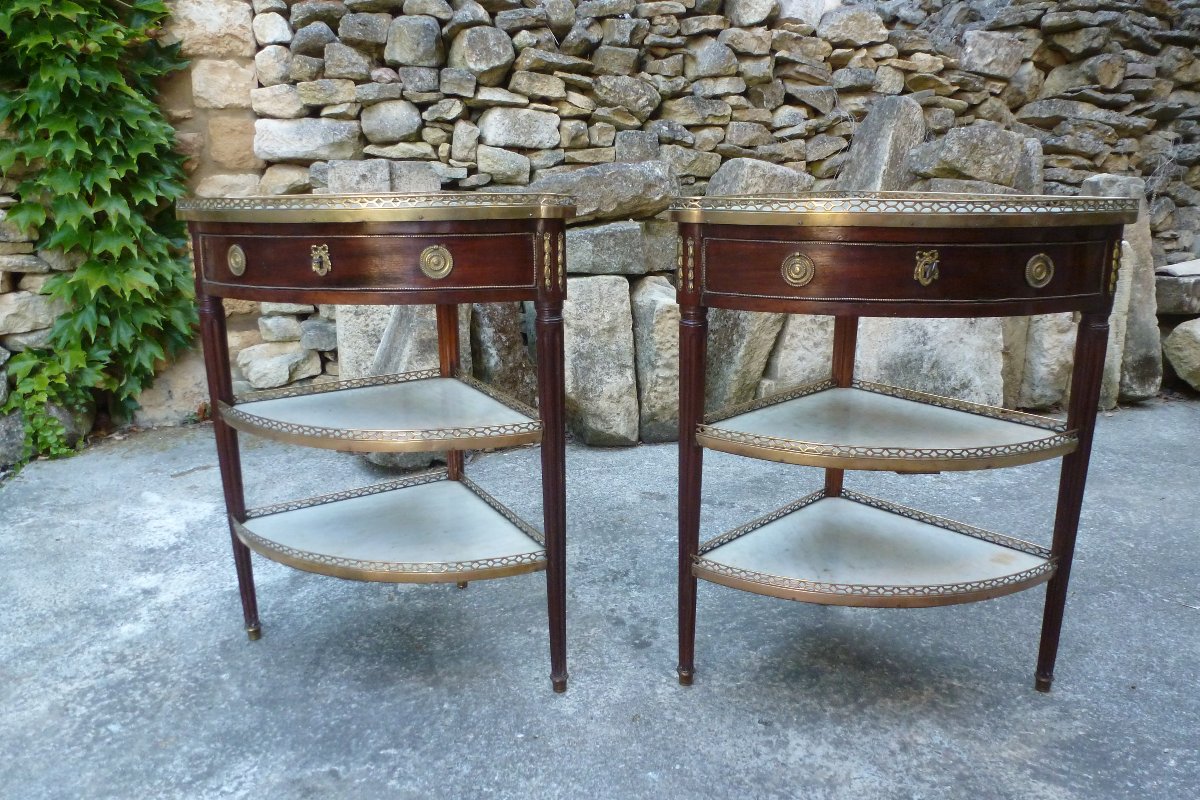 Pair Of Corner Side Tables By A. Schuman, 18th Century.-photo-2