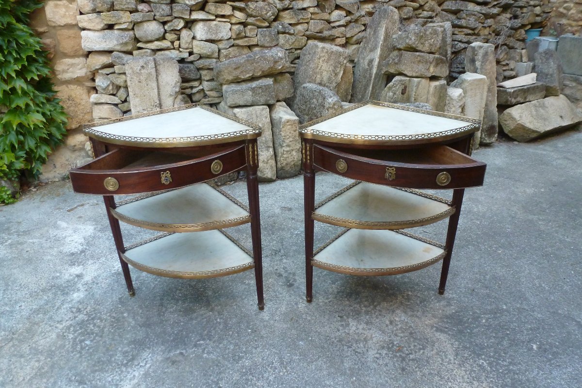 Pair Of Corner Side Tables By A. Schuman, 18th Century.-photo-4