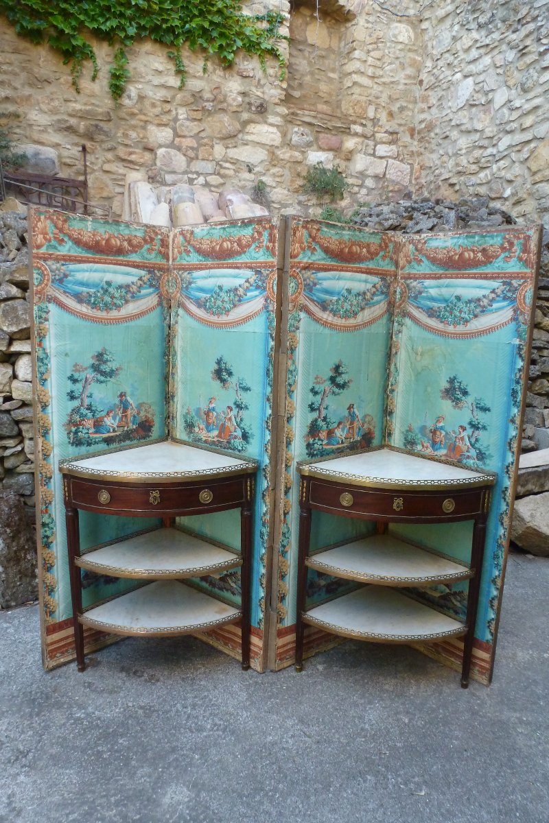 Pair Of Corner Side Tables By A. Schuman, 18th Century.