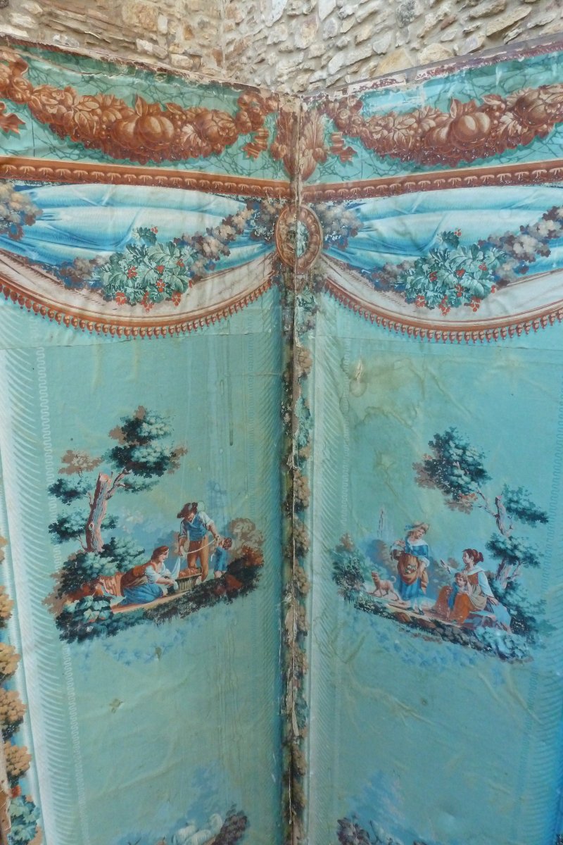 Folding Screen With Wallpaper-style Decoration, Circa 1830 -photo-3
