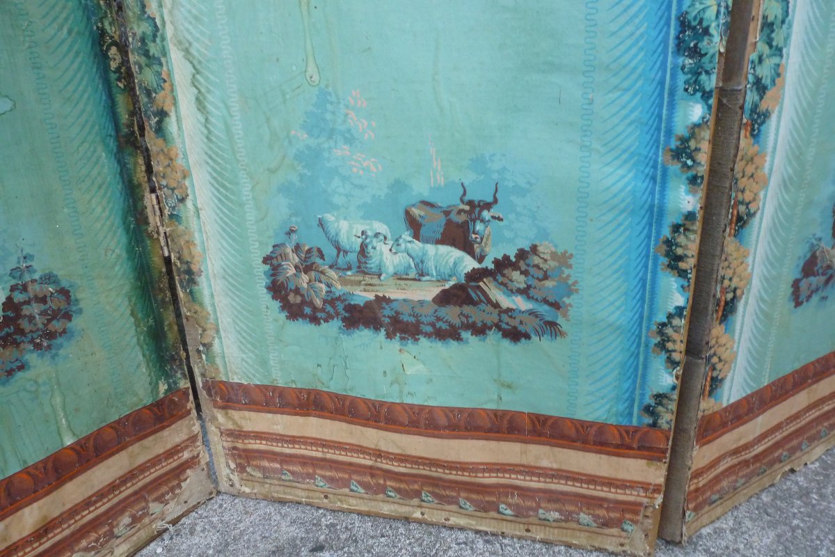 Folding Screen With Wallpaper-style Decoration, Circa 1830 -photo-4