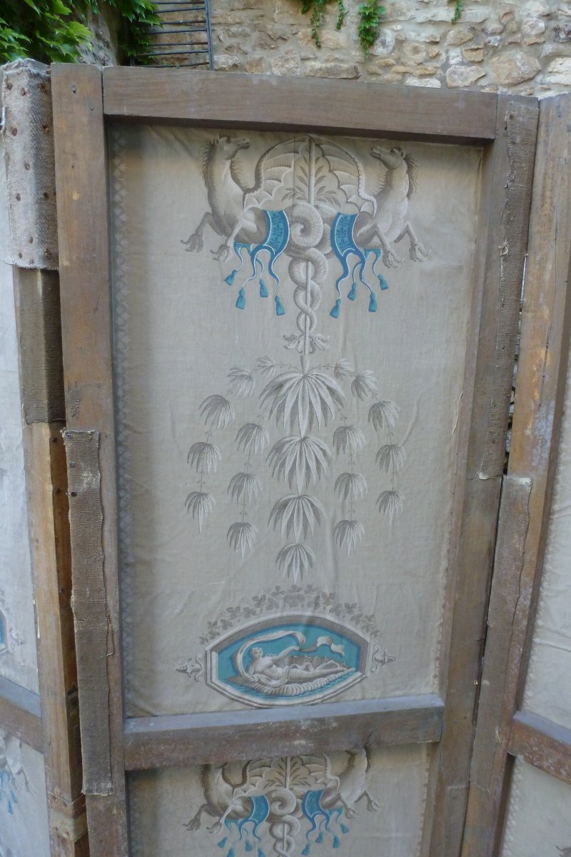 Folding Screen With Wallpaper-style Decoration, Circa 1830 -photo-1