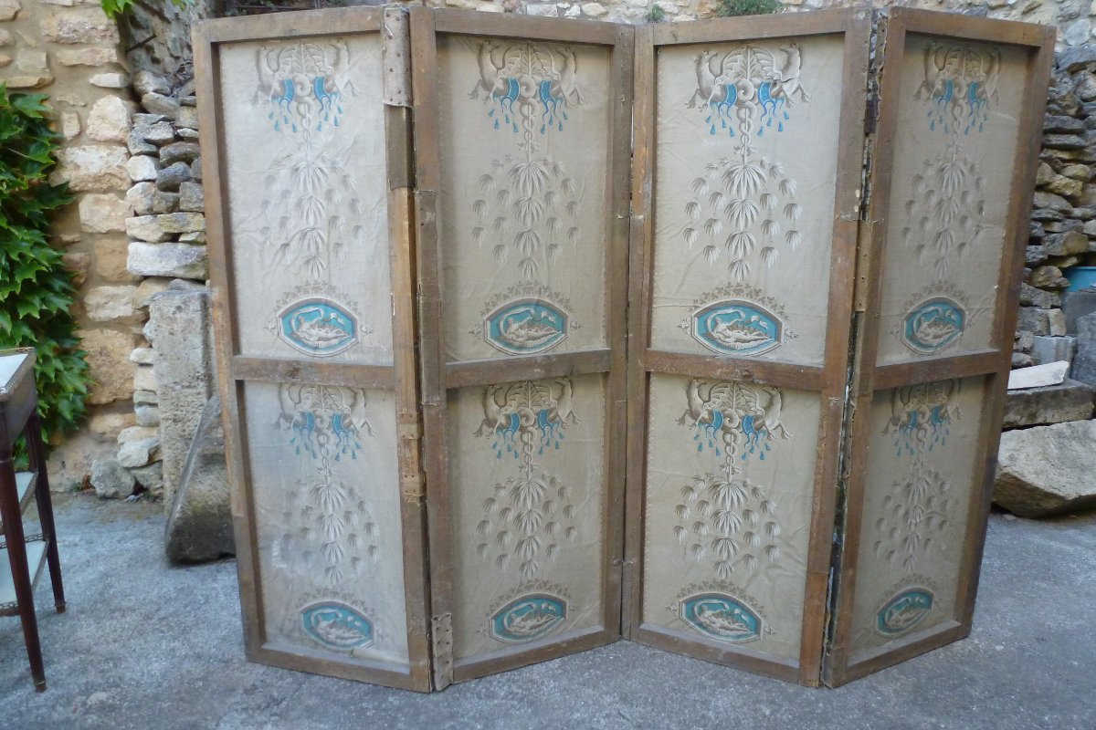 Folding Screen With Wallpaper-style Decoration, Circa 1830 -photo-2