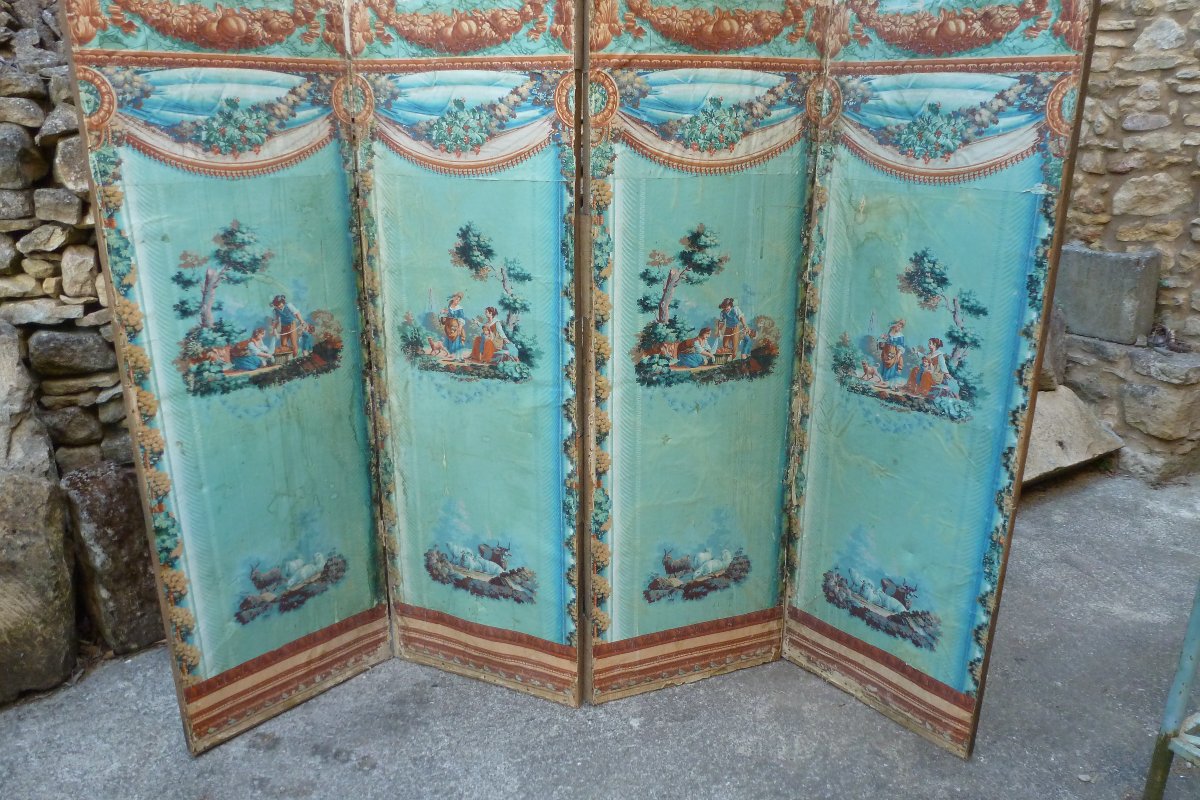 Folding Screen With Wallpaper-style Decoration, Circa 1830 