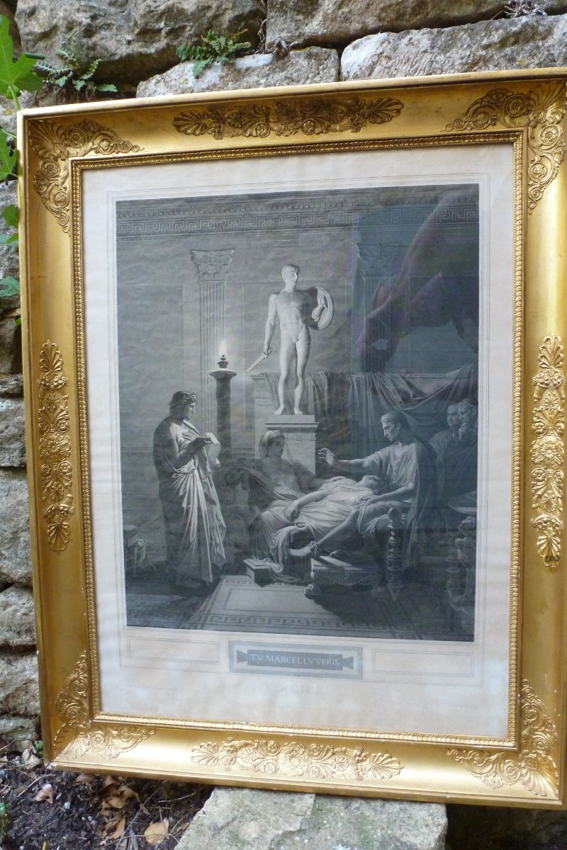 Gravure de  Charles Simon PRADIER d apres Jean Dominique INGRES : Tu Marcellus eris .-photo-2